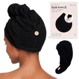 Kitsch Microvezel haarhanddoek voor dames, sneldrogend, super absorberend, zwart