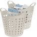 Excellent Houseware Panier à linge flexible - 2x - beige - 26 litres - plastique - 40 x 41 cm