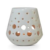 Zen'Arôme Parfumbrander, fondant, geurwas, diffuser voor olie en geurstoffen, kaarsenhouder, windlicht, aromatherapie van keramiek met lichtprojectie, hoogte 9 cm, wit