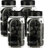 Mica Decorations decoratie stenen - 4x - groot - 650ml - antraciet mix