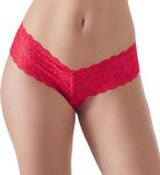 Cottelli Collection – Spannende Kanten Rio String met Bloemen Borduursel en Parel Veter – Maat S - Rood