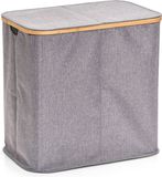 Zeller Dubbele wasmand - grijs - van stof - 53 x 33 x 50 cm