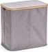 Zeller Dubbele wasmand - grijs - van stof - 53 x 33 x 50 cm