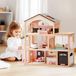 Maison de poupées en bois avec meubles, ascenseur, garage, piscine, noir