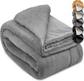 Beautissu Alina Sherpa Deken Plaid 220x240cm XXL Lichtgrijs