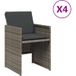 Gres Chaises de jardin tressées avec coussins Lot de 4 chaises d'extérieur gris résine tressée