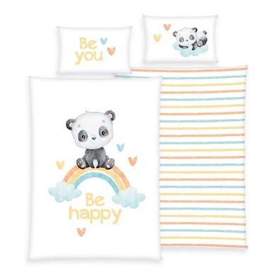 babybest® Flanel beddengoed regenboog panda 100 x 135cm