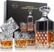 Life carafe à whisky et set de verres, carafe à whisky en cristal de 849 ml avec 4 verres de 280 ml dans une boîte cadeau (5 pièces)