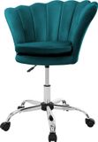ML-Design Bureaustoel met wielen en rugleuning schelpdesign 68x68 cm petrol fluweel metalen frame