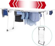 EasyMaxx Opvouwbaar Droogrek 2500 – XXL Telescopisch Droogrek met 25 m Drooglengte, Uitschuifbaar tot 260 cm, met Wieltjes