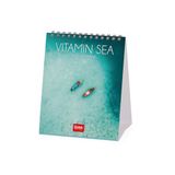 Legami Tafelkalender 2025, 12 x 14,5 cm, 12 maanden en jaarplanner 2026, 6 talen, sterrenbeelden en internationale feestdagen, vitamine zee