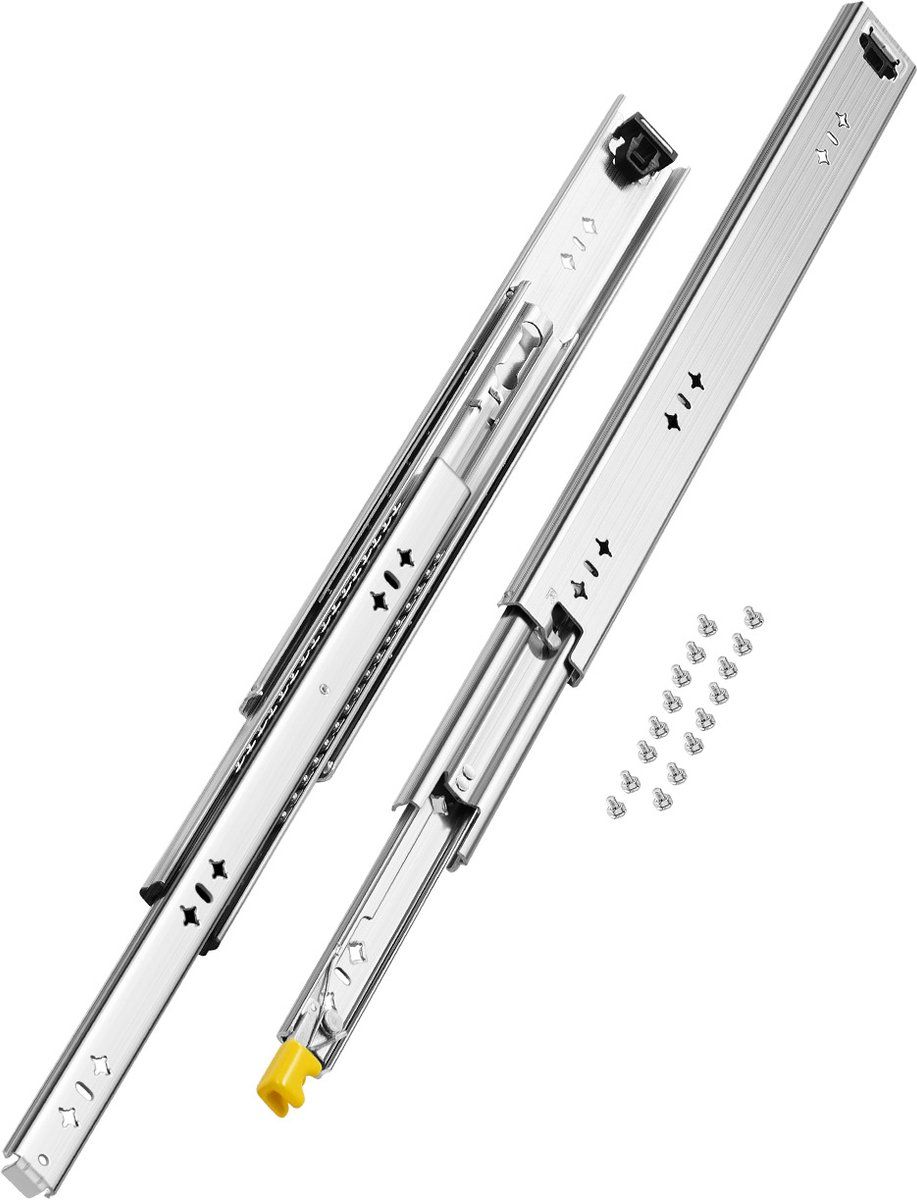 VEVOR 1 Paar Volledige Uitbreiding Lade Slides 16 18 20 24 30 35 37,4 59 24 32 36 40 48 152,4 cm, 250 Lb Laadvermogen Vergrendeling Lade Slides, Kogellager met Slot Zijmontage Lade Slide Rail