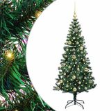 vidaXL - Kunststof - Voorverlichte - Kerstboom - Groen - 150 - cm - PVC - en - Metalen