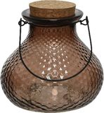 Decoris Wespenvanger/wespenval met hengsel - glas - donkerbruin - D14 x H13 cm