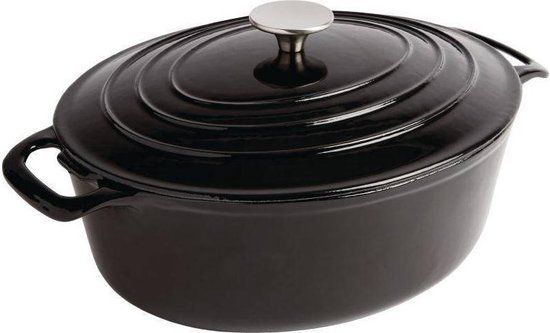 Vogue Ovale Braadpan - 5 Liter - Zwart - Gietijzer - Inductie
