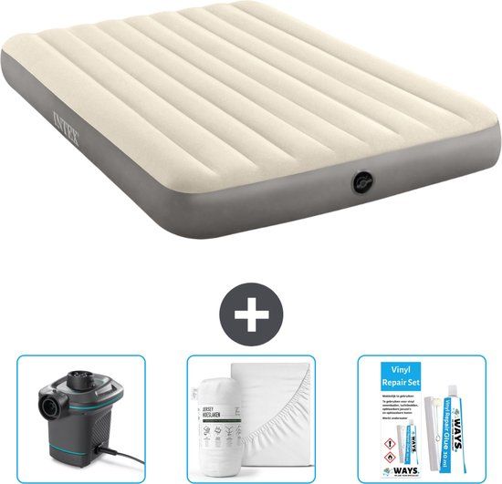 Intex Luchtbed - 2-Persoons - 152 x 203 x 25 cm - Beige - Dura Beam - Inclusief Hoeslaken en Reparatieset