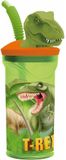HERBRUIKBARE Stor Beker met Rietje T-Rex Groen