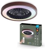 Varin® Plafondventilator met verlichting - Walnoot hout - Tuya Wifi - LED RGBW - Ø 50cm