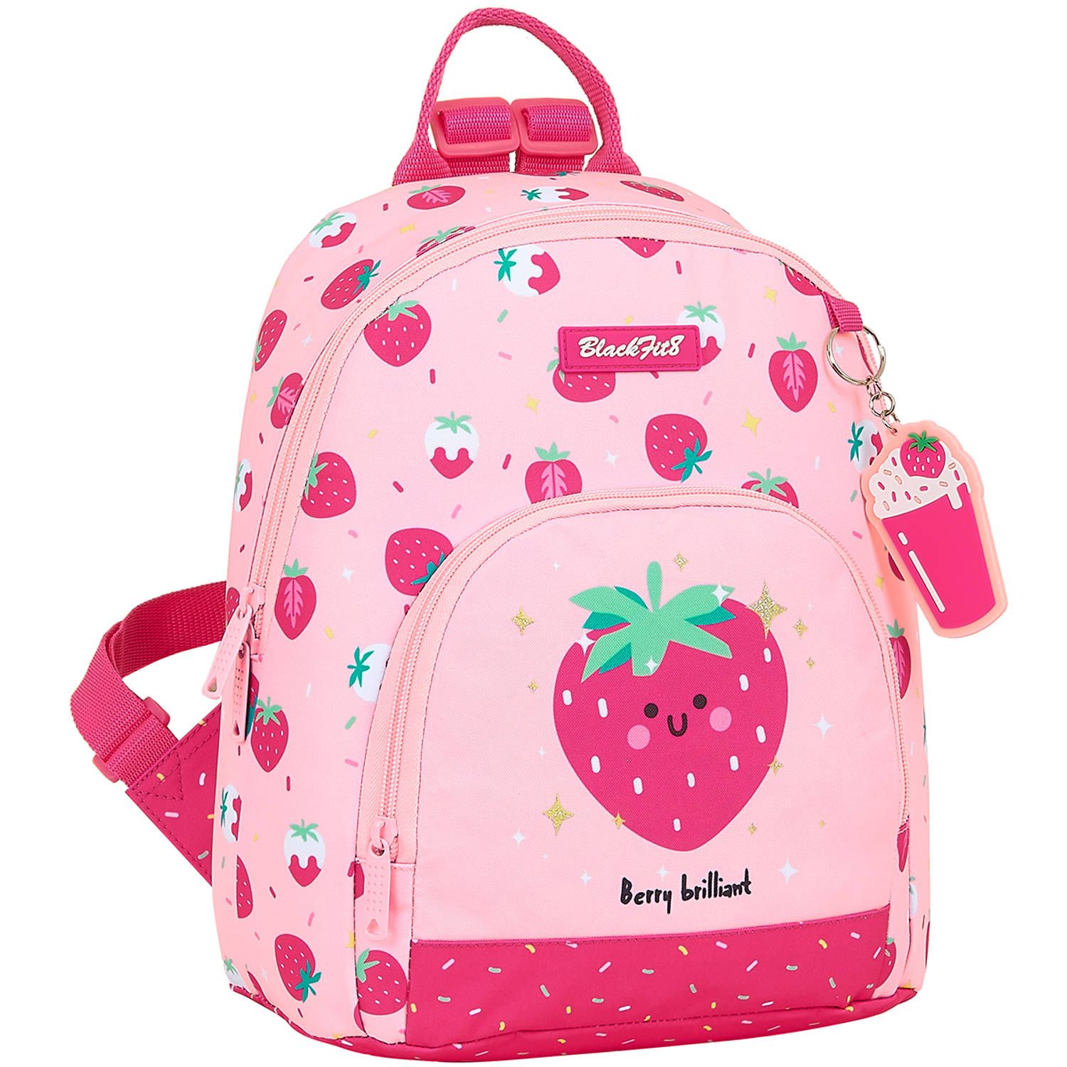 Simbashop Peuterrugzak Aardbei - Roze - 100% gerecycled Polyester