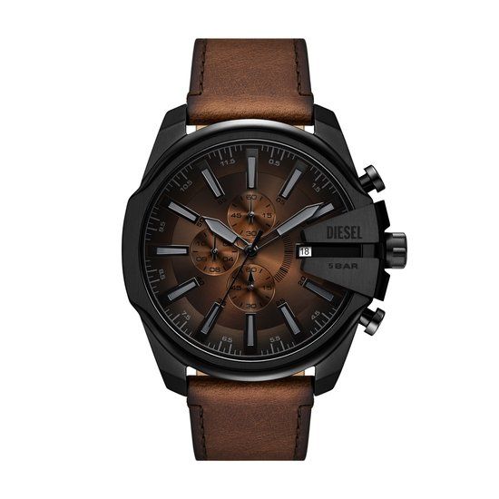 Diesel MEGA CHIEF SLIM Heren Horloge DZ4692 - Zwart/Bruin
