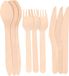 Merkloos Houten wegwerp bestek pakket 300-delig messen/vorken/lepels 16 cm - BBQ/verjaardag/picknick bestek berkenhout