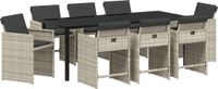 vidaXL Tuinset, 9-delig, lichtgrijs, polyrotan