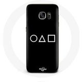 Maniacase Samsung Galaxy S6 Edge Hoesje Inktvis Game logo symbolen cirkel vierkant driehoek Zwarte achtergrond