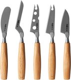 Boska Kaasmessenset Amigo Small – Kaasmesjes - Set van 5 – Voor Elke Kaassoort – Non-stick – Ergonomisch – RVS en Beukenhout
