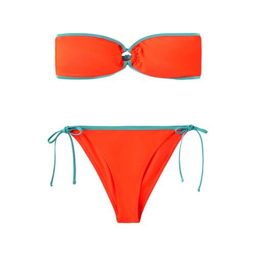 MANGO TEEN strapless bikini oranje/blauw