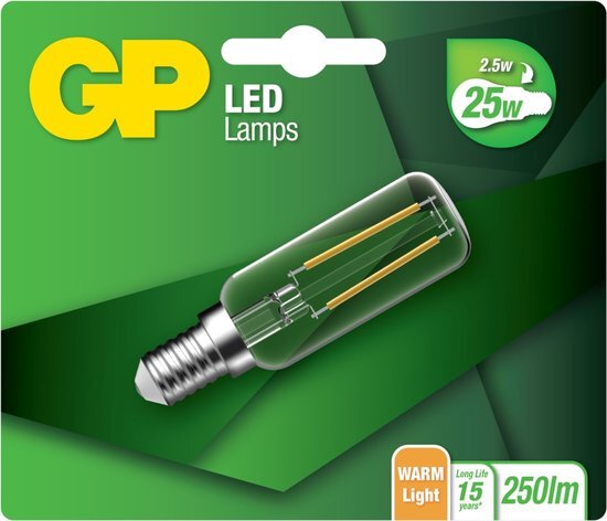 GP Batteries led afzuigkaplamp e14 2,5w 250lm buis led 085522