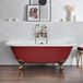 Richmond Baignoire îlot rétro à poser au mur – 168,5 cm x 78 cm – Rouge (Saffron Red) - Pieds or brossé