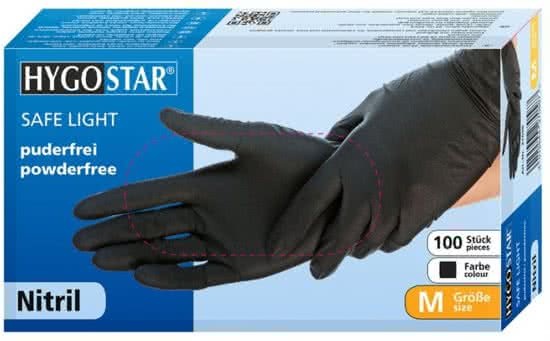 Hygostar Nitril Handschoen zwart 100 stuks maat M