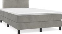 vidaXL Boxspring met matras fluweel lichtgrijs 120x200 cm