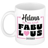 Bellatio Decorations Naam mok Helena - wit - Fabulous - keramiek - 300 ml - cadeau collega beker - cadeau