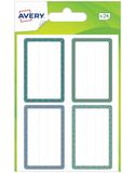 Avery Schooletiketten, zelfklevend, blauw en groen, 36 x 56 mm, zak van 24 stuks