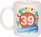 Shoppartners Bv 39 ans tasse à café - tasse cadeau - impression ballons festifs - 300 ml - céramique - blanc