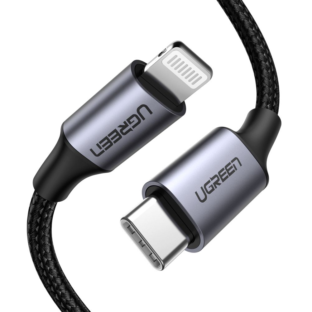 Ugreen 60759 USB-C naar Lightning Kabel - 1m - Zwart/Zilver