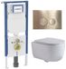 Geberit QeramiQ Dely Swirl Toiletset - 36.3x51.7cm - Geberit UP720 Duofix Sigma inbouwreservoir - slim zitting - bedieningsplaat geborsteld messing - ronde knoppen - glans wit