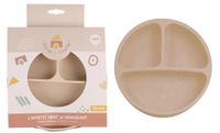 DORON & CHARLIE - Zuignapbord - Kindervoeding - Beige - Siliconen - 3 Compartimenten