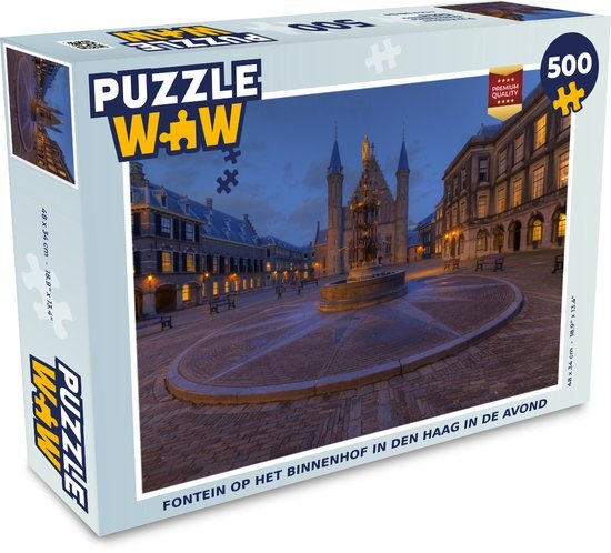 MuchoWow Puzzel Fontein op het Binnenhof in Den Haag in de avond - Legpuzzel - Puzzel 500 stukjes