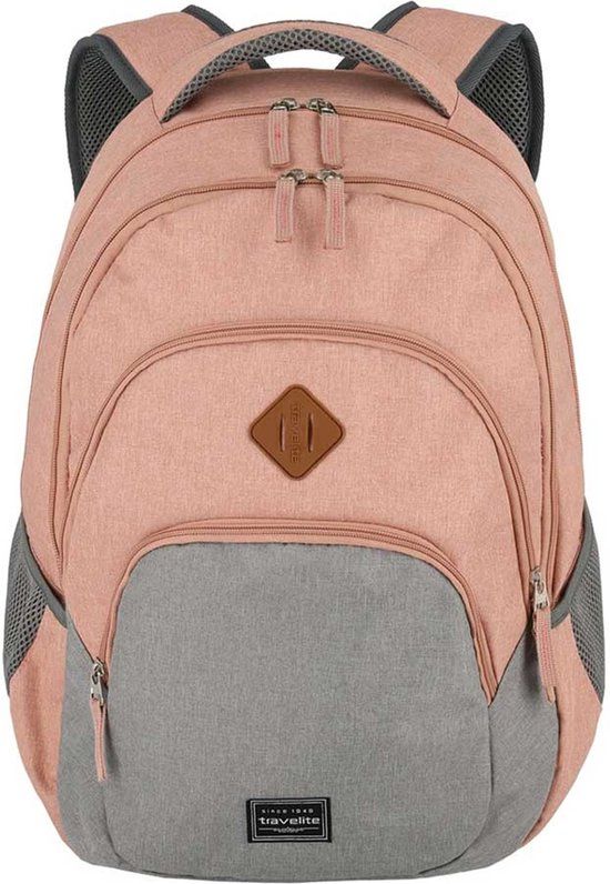 travelite Basic Melange Backpack - 22L - Rose / Grey - 12 inch Laptop Compartment