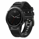 By Qubix - Geschikt voor Garmin bandje - 22mm Quickfit - Leer + Siliconen - Zwart