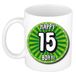 Bellatio Decorations Verjaardag cadeau mok 15 jaar - groen - wiel - 300 ml - keramiek