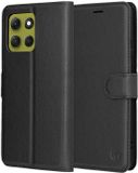 Techsuit Hoesje geschikt voor Motorola Moto G86 - Leather Folio Book Wallet Case - Zwart