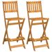VidaXL Tabourets de jardin pliables 2 pièces bois d'acacia massif
