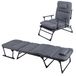 Mojawo Chaise de jardin, 2-en-1, fauteuil inclinable, chaise longue, lit d'appoint, fauteuil de relaxation, fauteuil inclinable avec rembourrage et coussin, couleurs : gris foncé