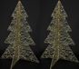 Countryfield Lichtboompjes/kerstboompjes - 2x - H76 cm - goud - metaal - 60 leds