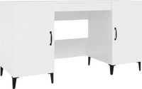 vidaXL Bureau 140x50x75 cm bewerkt hout hoogglans wit