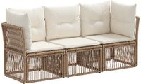 vidaXL - Tuinbank - Set - 3 - zitplaatsen - Beige - polyrattan