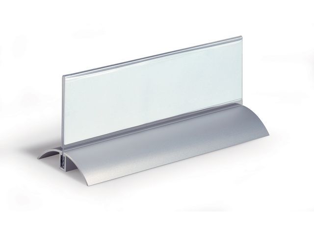 Durable Table Name Plate, 61 x 210 mm, Aluminum / Transparent